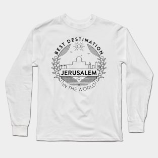 Jerusalem Minimal Badge Design Long Sleeve T-Shirt